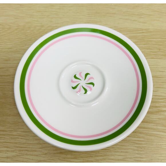 Starbucks  Tea & Espresso 2007 Holiday Saucers Plates  Set of 2 Candy Pink Green - Picture 3 of 5